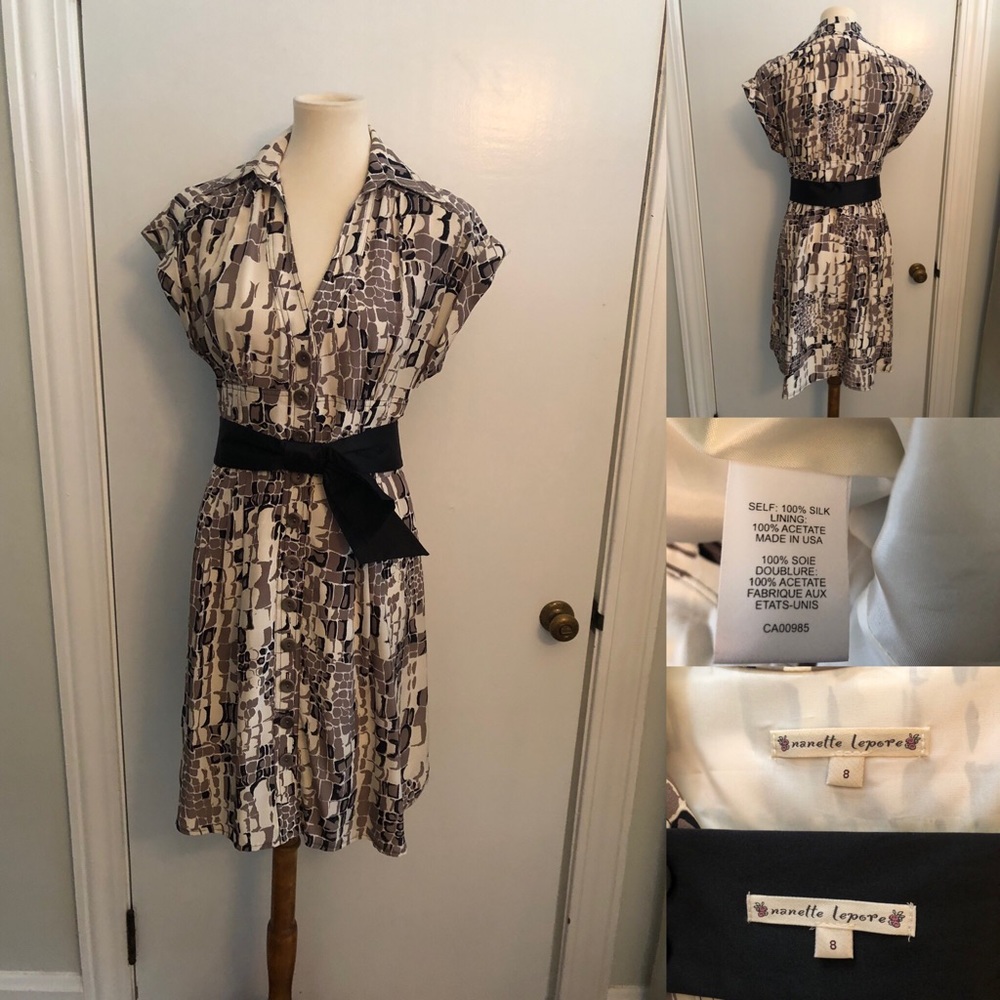 Nanette Lepore silk sashed shirt dress size 8